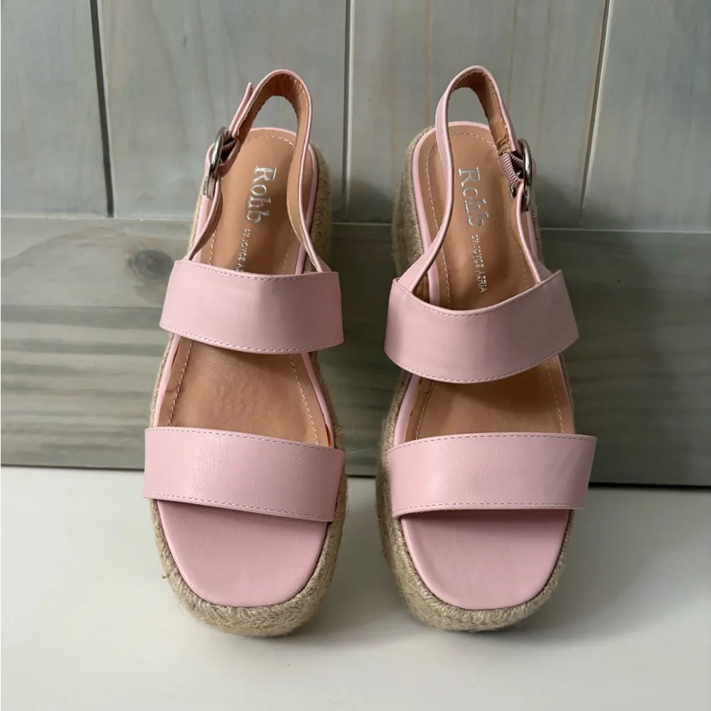 NEW! ROHB Light Pink Espadrille Platform Sandals